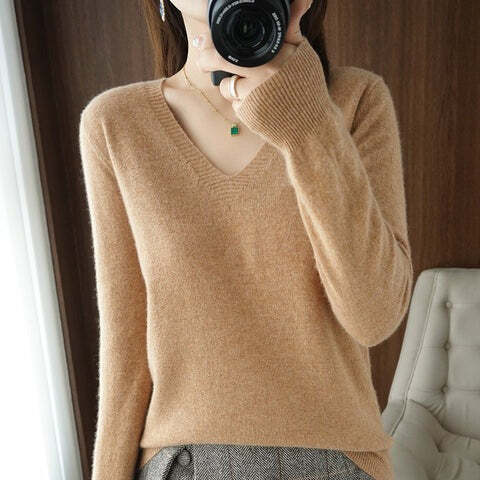 Suéter Feminino de Inverno Gola V Casual Fnac - Imagem 13