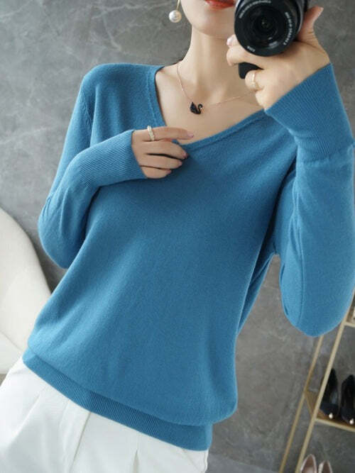 Suéter Feminino de Inverno Gola V Casual Fnac - Imagem 9