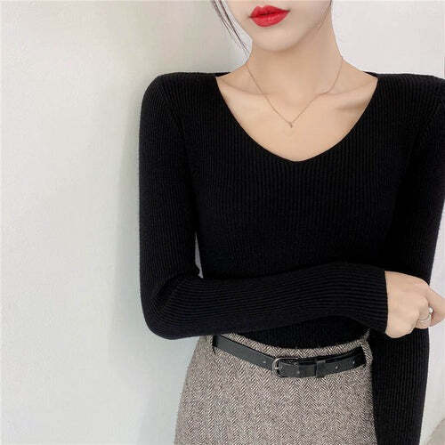 Suéter Feminino de Inverno com Decote em V Fnac