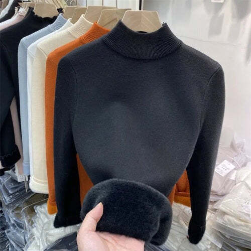 Suéter de Inverno Feminino de Lã Forrado Fnac - Imagem 4
