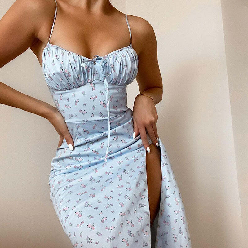 Vestido Feminino Floral Longo com Fenda Fnac
