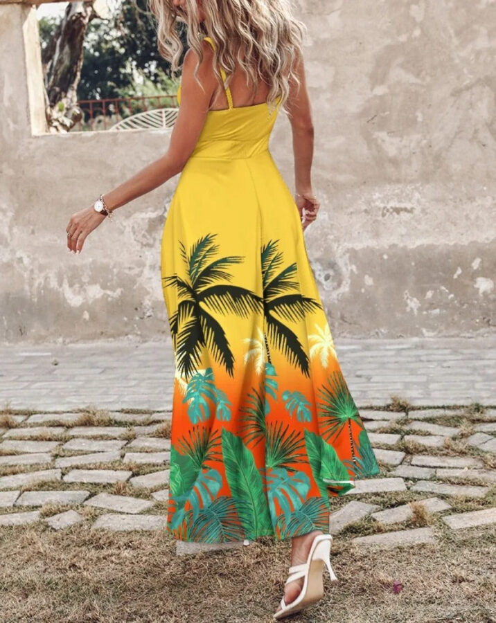 Vestido Feminino Longo Floral Boho com Decote V Fnac - Imagem 6