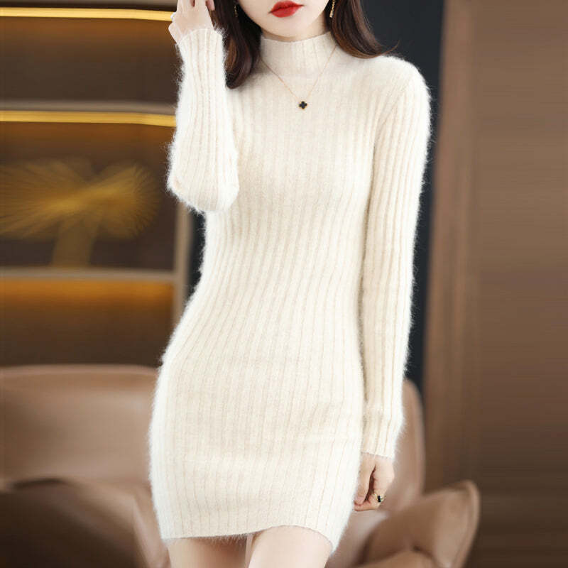 Vestido Suéter Feminino com Gola Alta de Caxemira Fnac - Imagem 2