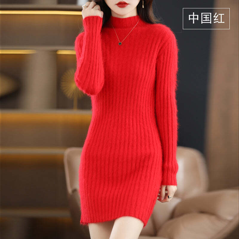 Vestido Suéter Feminino com Gola Alta de Caxemira Fnac - Imagem 9