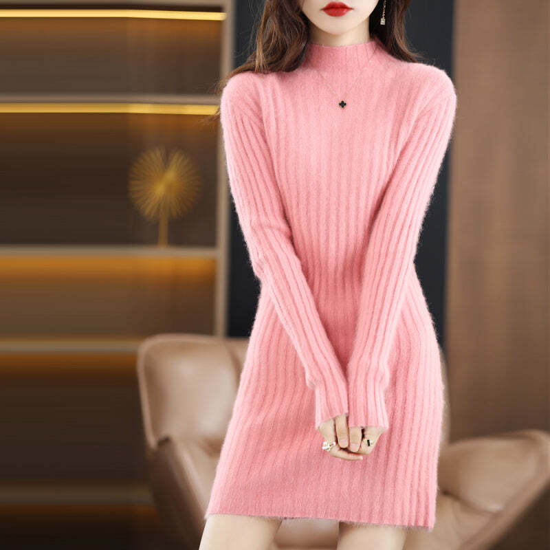 Vestido Suéter Feminino com Gola Alta de Caxemira Fnac - Imagem 3