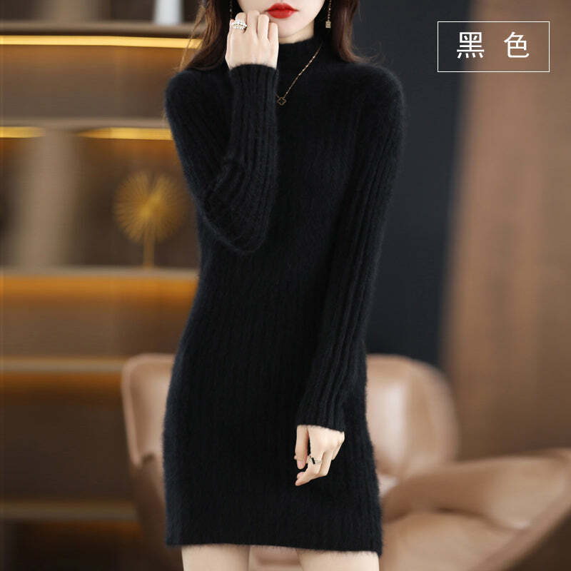 Vestido Suéter Feminino com Gola Alta de Caxemira Fnac - Imagem 8