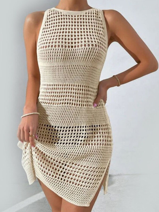 Vestido de Praia Feminino de Tricot Vazado Fnac - Imagem 4