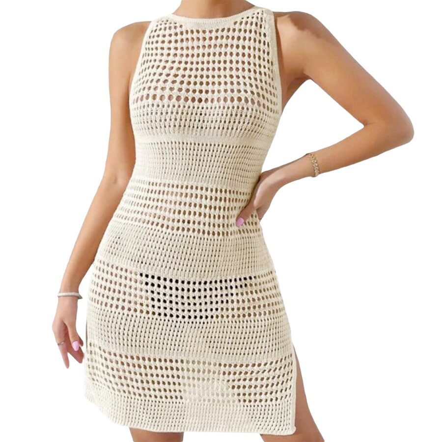 Vestido de Praia Feminino de Tricot Vazado Fnac