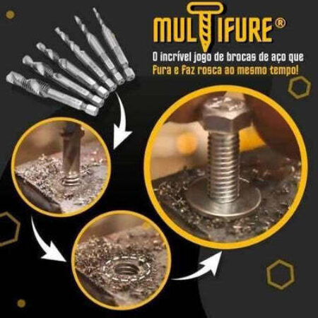 Jogo de Brocas que Fura e Faz Rosca - MultiFure - Imagem 2