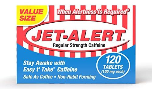 Jet-alert 100 Mg Cada Guia De Cafeína 120 Contagens