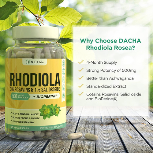 Suplemento Natural De Rhodiola Rosea-120 Caps 500mg, 3% Rosa - Imagem 3
