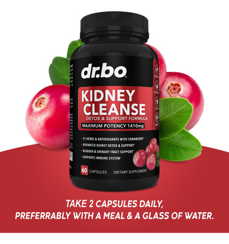 Suplemento Dr. Bo Kidney Cleanse Detox Cranberry 1410 Mg - Imagem 7