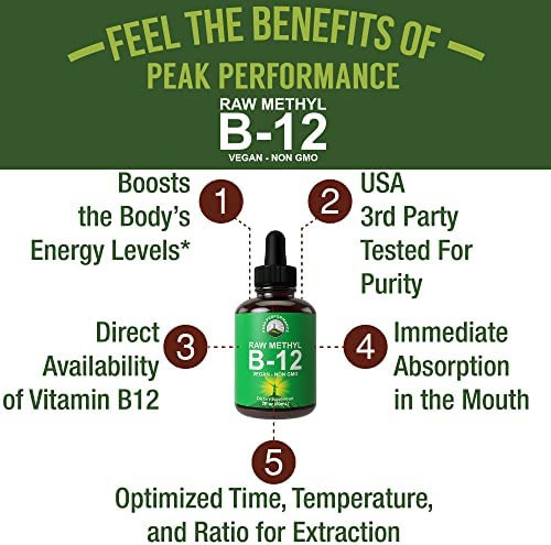 Vitamina B-12 Marca Peak Performance, 25 Mcg, 2 Onças - Imagem 4