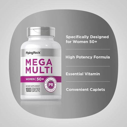 Multivitamínico 50 Plus Feminino Da Piping Rock | 100 Cápsul - Imagem 4