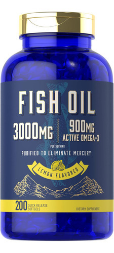 Óleo De Peixe 3000mg | 900mg Ômega 3 | 200 Cápsulas Gelatino