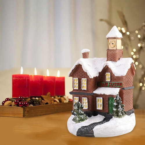 4 Peças Natal Snow House Led Lámpara Enfeites De De Natal - Imagem 5