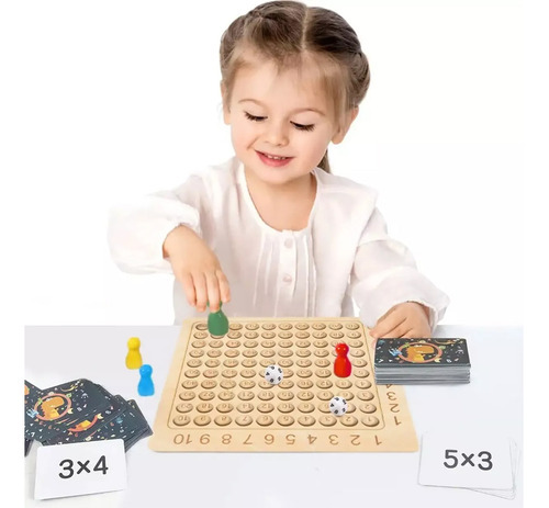 Jogo Tabuleiro De Multiplicação Montessori De Madeira Par - Imagem 2