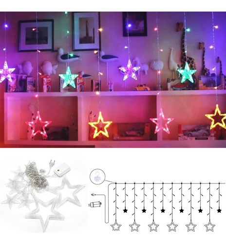 Cortinas Com Luzes Led Decorativas, Estrelas Luzes De Natal