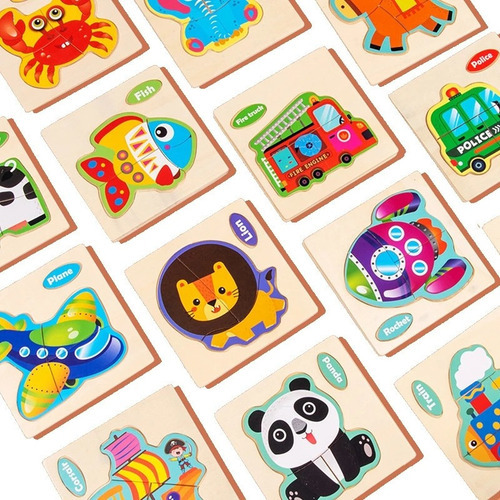 12pcs Montessori Wooden Puzzle Brinquedos De Bebê - Imagem 2