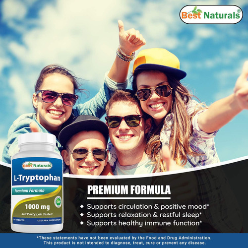 Best Naturals L-triptofano 1000 Mg 60 Comprimidos - Imagem 4