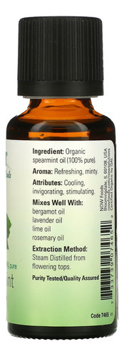 Óleo De Hortelã Now Foods Orgânico 30 Ml Importado 5un - Imagem 3