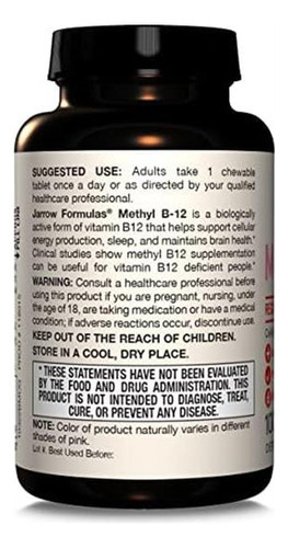 Vitamina B-12 Marca Jarrow Formulas, 500 Mcg, 100 Comprimido - Imagem 8