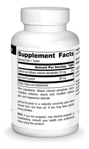 Source Naturals Gamma Oryzanol, Suplemento Dietético Da Séri - Imagem 2