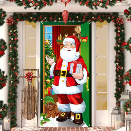 Decorações De Capa De Porta De Natal Banner De Porta De Papa - Imagem 2