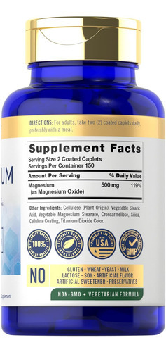 Carlyle Magnésio 500mg | 300 Cápsulas Revestidas | Suplement - Imagem 2