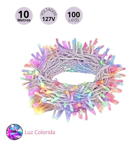 Z Pisca Pisca 100 Leds Decoração Natal 8 Função 10mts - Imagem 3