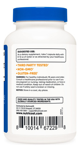 Suplemento Nutricost Gotu Kola 500mg 180 Cápsulas - Imagem 5