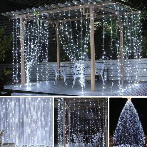 Cortina Led 3x3 Com Controle Remoto, Decoração De Jardim De - Imagem 3