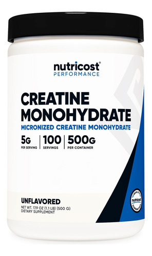 Suplemento Nutricost Creatina Monohidratada Micronizada 500g