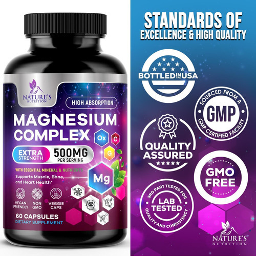 Complexo De Magnésio Suplemento 500mg - Alta Absorção Glicin - Imagem 4