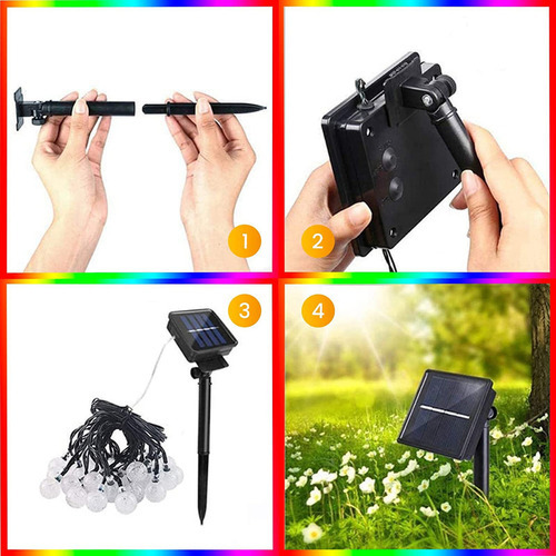 Novo Solar Luzes Para Jardim, 12m Decoração 100 Bolas 8 - Imagem 4