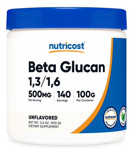 Beta Glucan Em Pó Nutricost 100g 1,3/1,6 Não Transgênico Sem