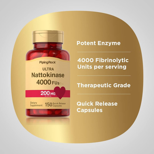 Suplemento Piping Rock Nattokinase 4000 Fu | 200mg | 150 Cáp - Imagem 3