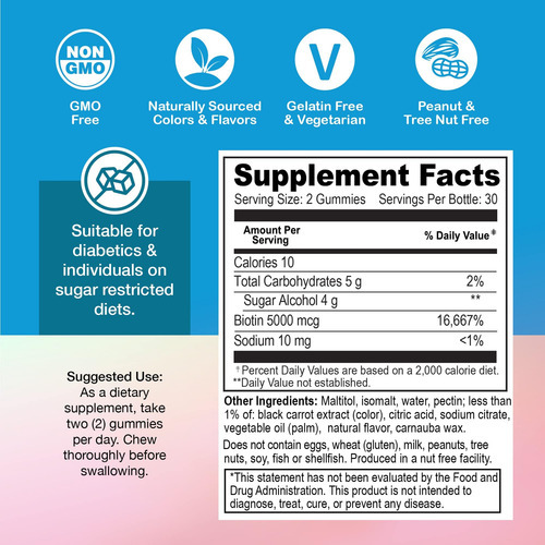 Yum-vs - Gomas De Biotina De Alta Potência 5.000mcg Vitamina - Imagem 5