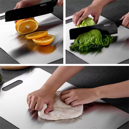 Tábua De Cortar Tábua De Corte De Cozinha Inoxidável De Dupl - Imagem 3