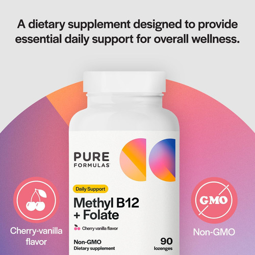 Pureformulas Suplemento De Metil B12 + Folato, 1.000 Mcg De - Imagem 3