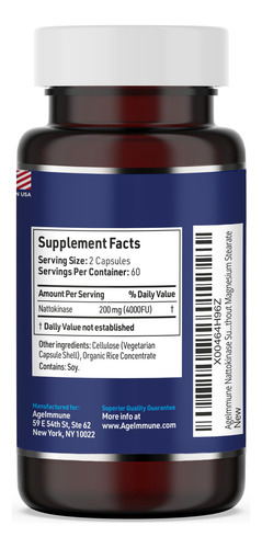 Suplemento Ageimmune Nattokinase 200 Mg 120 Cápsulas - Imagem 2