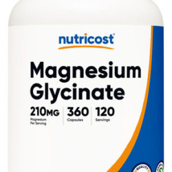 Suplemento De Glicinato De Magnésio Nutricost 210 Mg 360 Cáp
