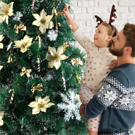 120 Pçs De Flores Natalinas Enfeites Artificial Decorada - Imagem 7