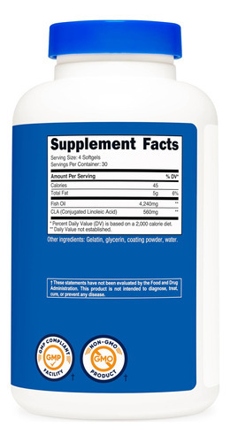 Óleo De Peixe Nutricost Com Cla (120 Cápsulas Gelatinosas) - - Imagem 5