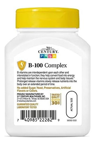 21st Century B 100 Cápsulas Complexas De Liberação Prolongad - Imagem 6