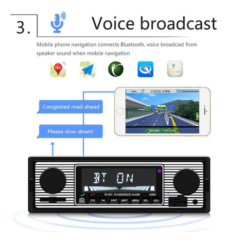 Usb Car Bluetooth Mp3 Player Rádio Estéreo Retro Sem Fio - Imagem 4