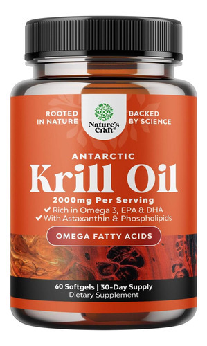 Óleo De Krill Antártico, 2000 Mg, Cápsulas Moles Por Dia
