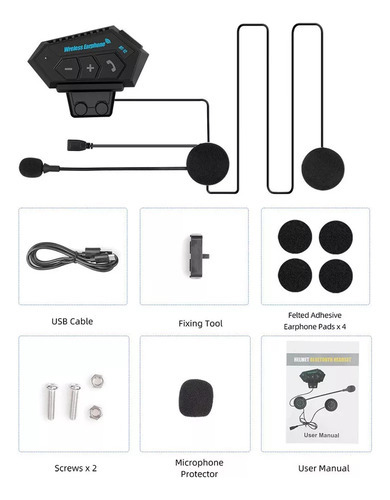 Fone De Ouvido Sem Fio Bluetooth À Prova D"água Para Capacet - Imagem 2
