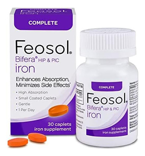 Cápsulas Completas De Suplemento De Ferro Feosol, Ferro Bif