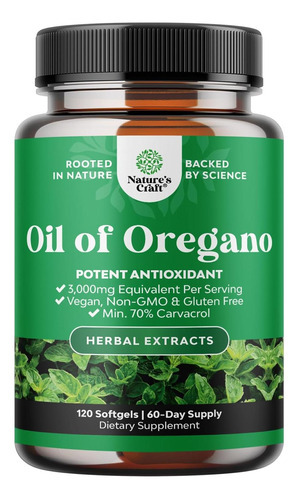 Cápsulas Gelatinosas De Óleo De Orégano Selvagem Vegano - Ól
